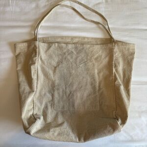 Beige Corduroy Tote Bag
